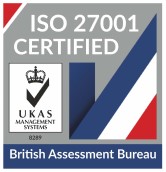 ISO 27001 Certified. UKAS Management Systems 8289, British Assessment Bureau